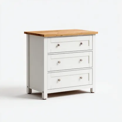 Schubladenschrank 80x40x85 cm - weiß und eichenfarben - moderner Stil mit 3 Schubladen