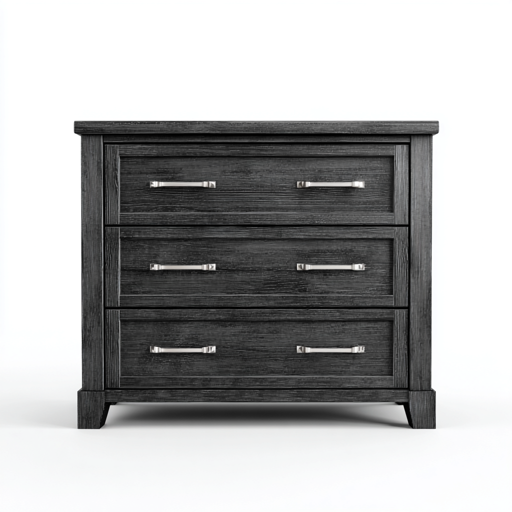 Schubladenschrank 90x45x85 cm - schwarz - moderner Stil mit 3 Schubladen