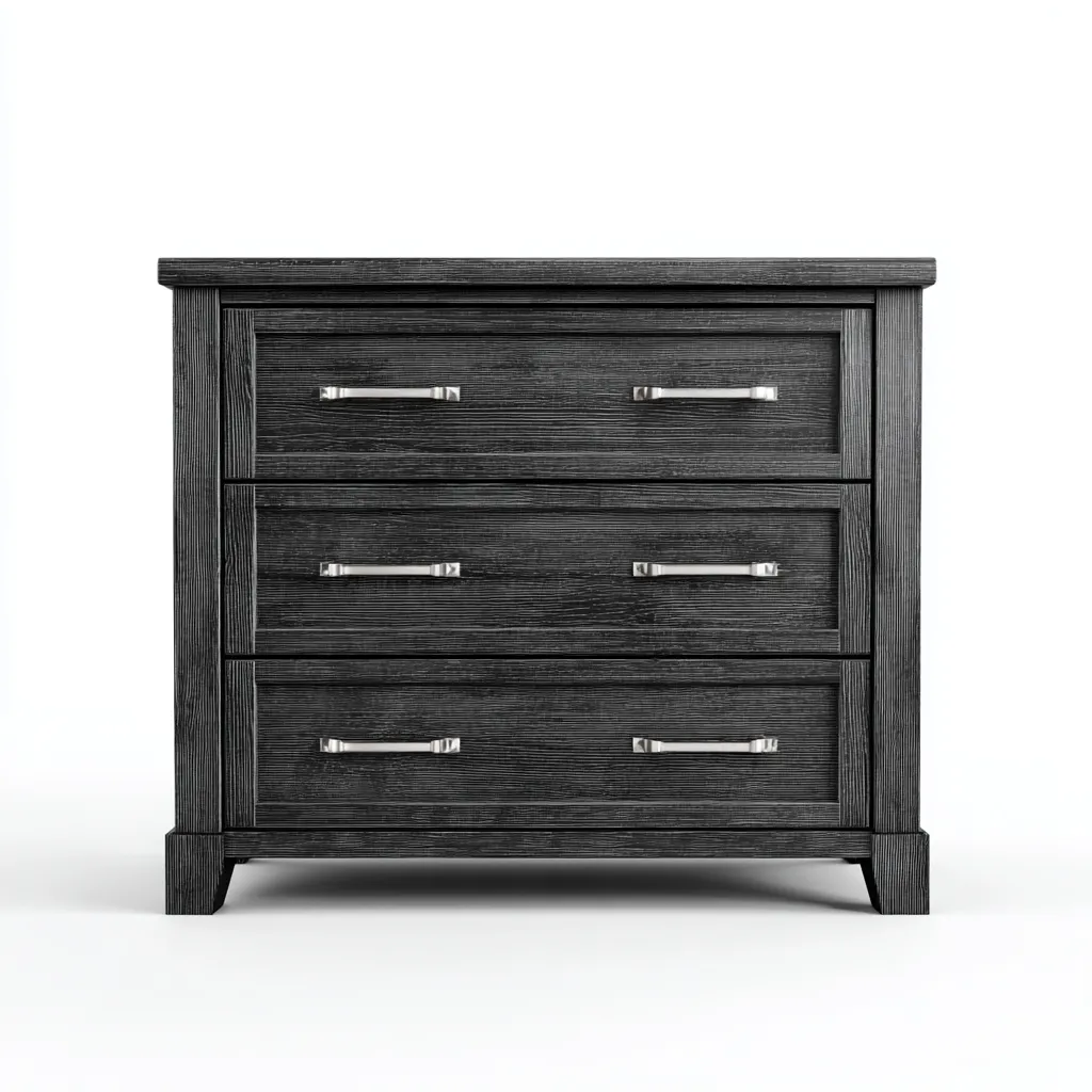 Schubladenschrank 90x45x85 cm - schwarz - moderner Stil mit 3 Schubladen