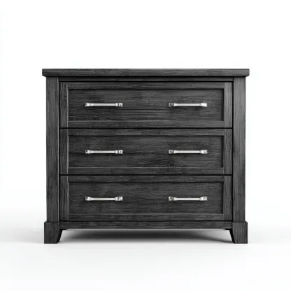 Schubladenschrank 90x45x85 cm - schwarz - moderner Stil mit 3 Schubladen