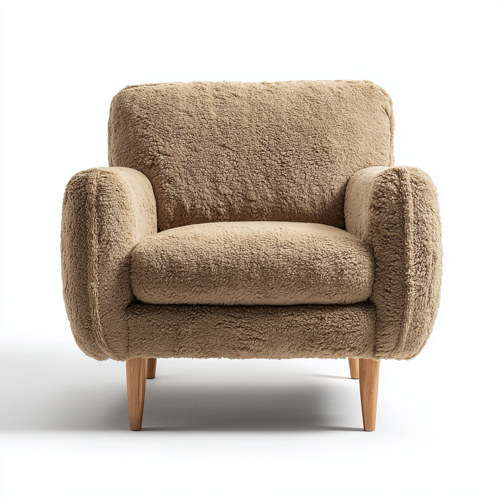 Sessel Kunstfell 91x87x101 cm - hellbraun - moderner Stil mit Holzbeinen