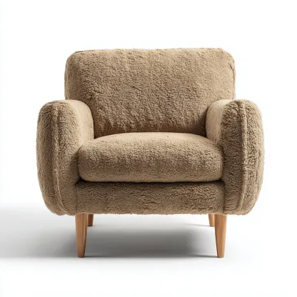 Sessel Kunstfell 91x87x101 cm - hellbraun - moderner Stil mit Holzbeinen