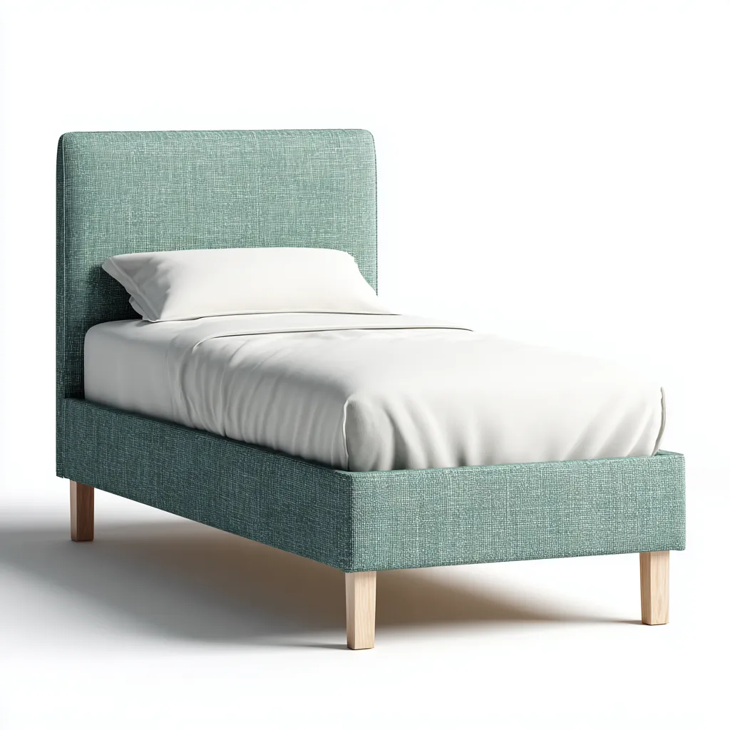 Einzelbett Stoff 200x100x95 cm - türkis - modernes skandinavisches Design mit Holzbeinen