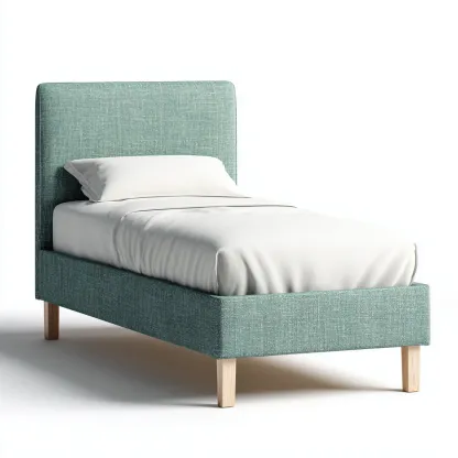 Einzelbett Stoff 200x100x95 cm - türkis - modernes skandinavisches Design mit Holzbeinen