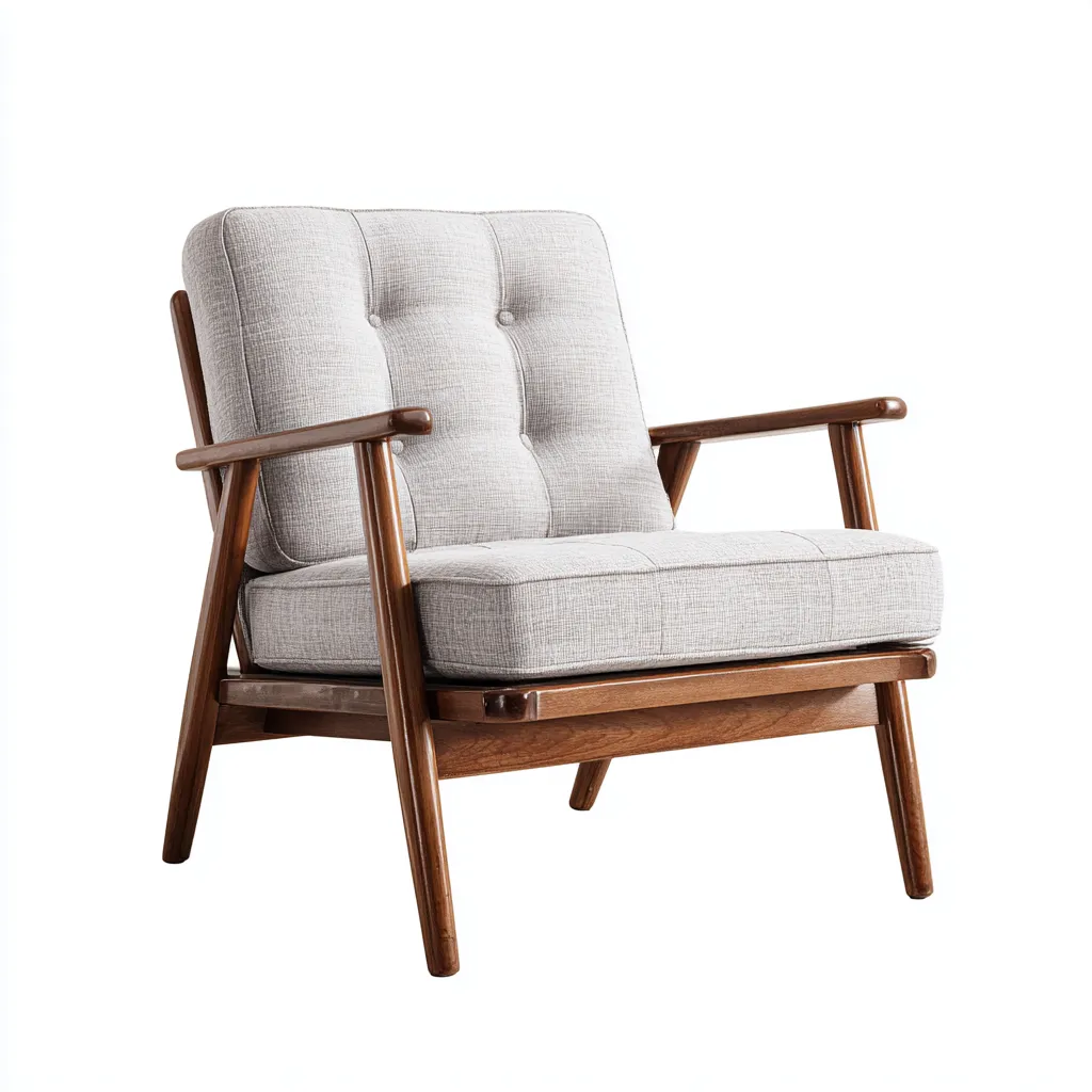 Sessel Stoff 92x85x101 cm - hellgrau - Mid-Century Stil mit Holzrahmen