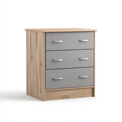 Schubladenschrank 75x40x80 cm - grau/Eiche - mit 3 Schubladen und Metallgriffen