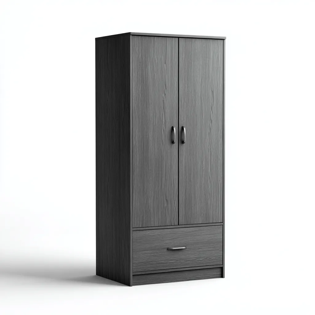 Kleiderschrank Holz 80x50x180 cm - grau - Modernes Design mit Doppeltüren und Schublade