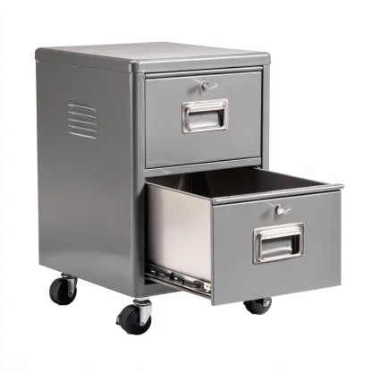 Aktenschrank aus Metall 40x50x65 cm - dunkelgrau - mit zwei Schubladen und Rollen im industriellen Design-Spaceova