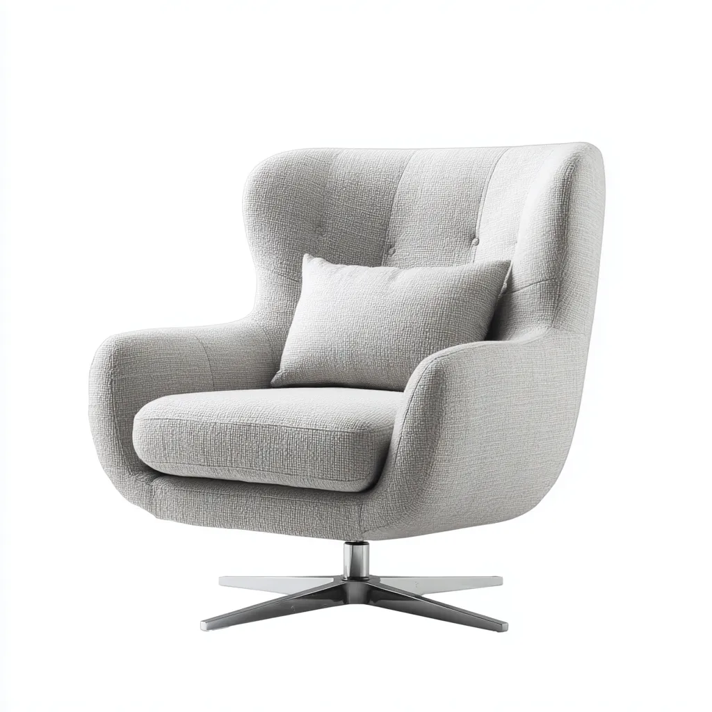 Sessel Stoff 87x82x103 cm - hellgrau - moderner Stil mit Drehfunktion