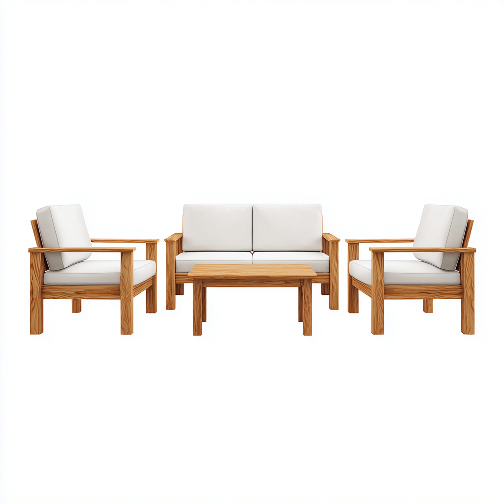 Gartensofa-Set Massivholz mit Stoffpolsterung 160x75x70 cm - Weiß - Klassisches Design für den Außenbereich-Villaare