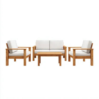 Gartensofa-Set Massivholz mit Stoffpolsterung 160x75x70 cm - Weiß - Klassisches Design für den Außenbereich-Villaare