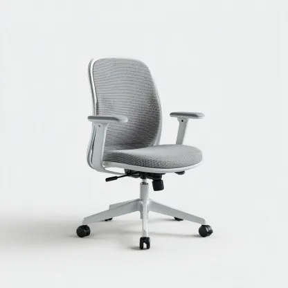 Bürostuhl Stoff 60x60x94 cm Grau/Weiß - Ergonomisch mit Armlehnen - Höhenverstellbar und drehbar - Modernes Design für Homeoffice-Villaare