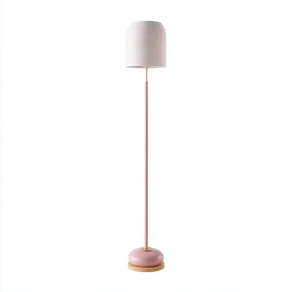 Stehlampe aus Metall und Holz 155x35 cm - rosa/weiß - skandinavisches Design - ideal für Wohnzimmerbeleuchtung-Villaare