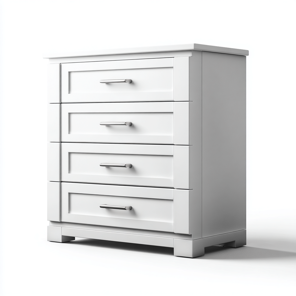 Aktenschrank Holz 80x45x95 cm - weiß - modernes Design mit 4 Schubladen zur Aufbewahrung im Büro oder Wohnraum-Villaare