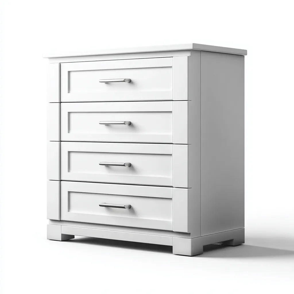 Aktenschrank Holz 80x45x95 cm - weiß - modernes Design mit 4 Schubladen zur Aufbewahrung im Büro oder Wohnraum-Villaare