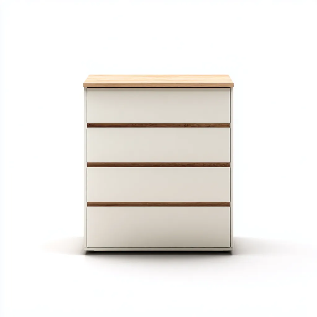 Aktenschrank Holz 90x45x85 cm - weiß/natur - modernes Design mit 4 Schubladen für Büro und Arbeitszimmer-Villaare