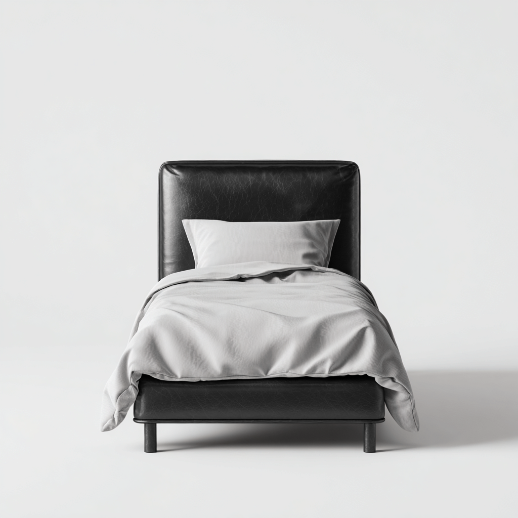 Einzelbett Kunstleder 200x90x95 cm - Schwarz - Für Schlafzimmer - Modernes Design