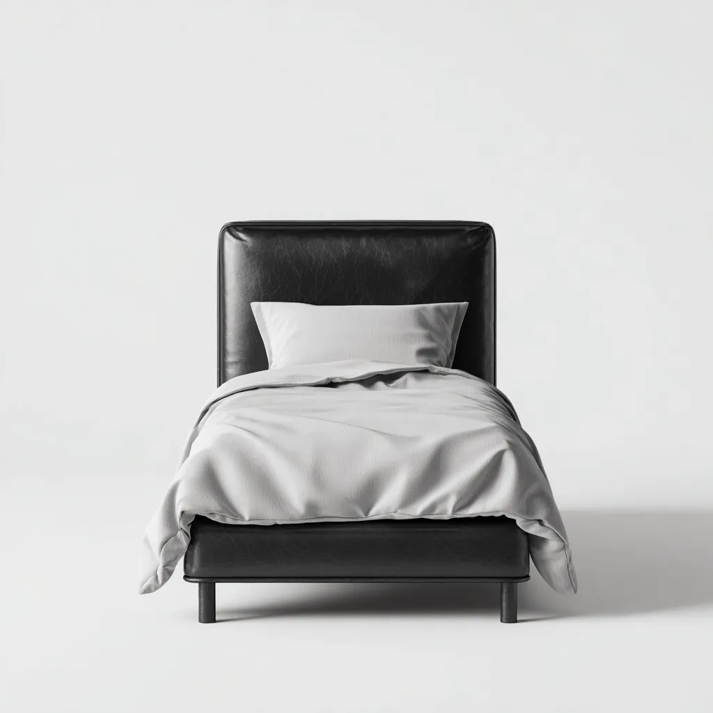 Einzelbett Kunstleder 200x90x95 cm - Schwarz - Für Schlafzimmer - Modernes Design