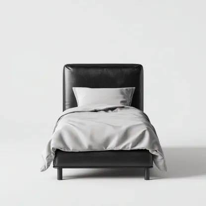 Einzelbett Kunstleder 200x90x95 cm - Schwarz - Für Schlafzimmer - Modernes Design