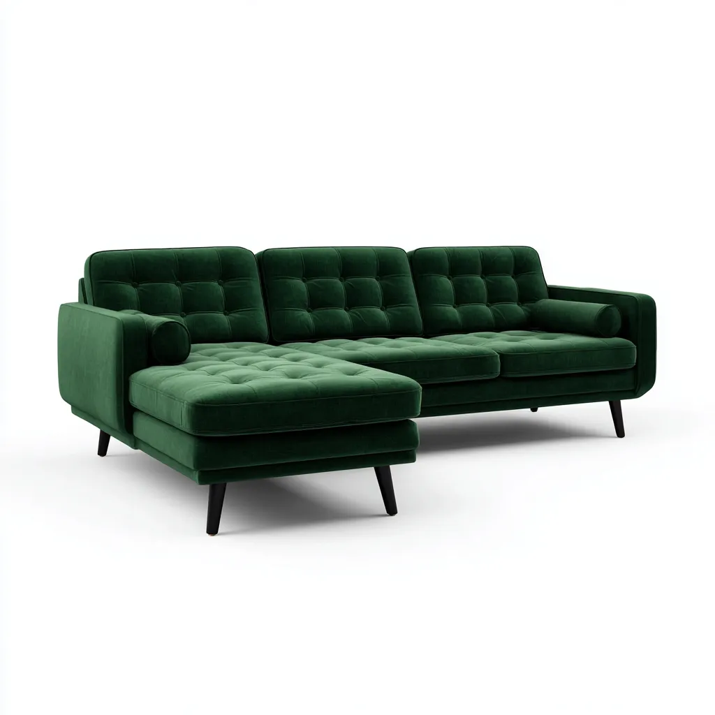 Ecksofa Stoff 255x155x85 cm - dunkelgrün - modernes Design - geeignet für Wohnzimmer