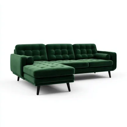 Ecksofa Stoff 255x155x85 cm - dunkelgrün - modernes Design - geeignet für Wohnzimmer