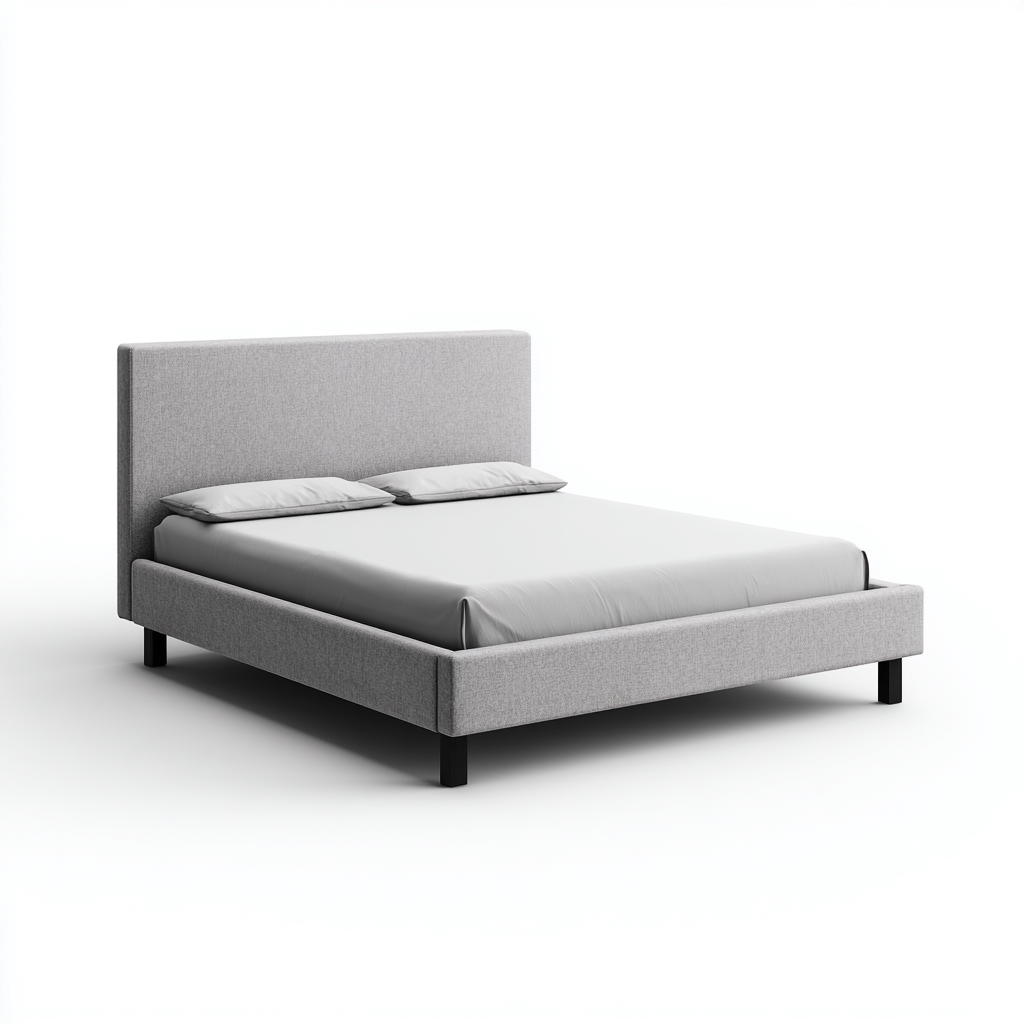 Doppelbett Stoff 200x180x90 cm - hellgrau - mit gepolstertem Kopfteil und Holzfüßen - modern für Schlafzimmer-Villaare