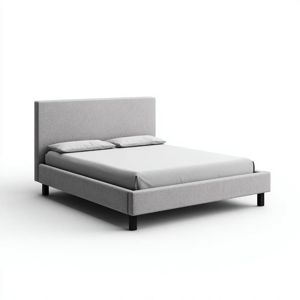 Doppelbett Stoff 200x180x90 cm - hellgrau - mit gepolstertem Kopfteil und Holzfüßen - modern für Schlafzimmer-Villaare