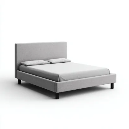 Doppelbett Stoff 200x180x90 cm - hellgrau - mit gepolstertem Kopfteil und Holzfüßen - modern für Schlafzimmer-Villaare