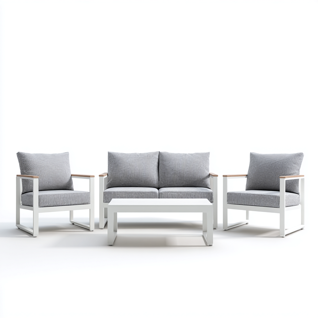 Gartensofa-Set Aluminium mit Stoffpolsterung 160x75x70 cm - Hellgrau - Klassisches Design für den Außenbereich-Villaare