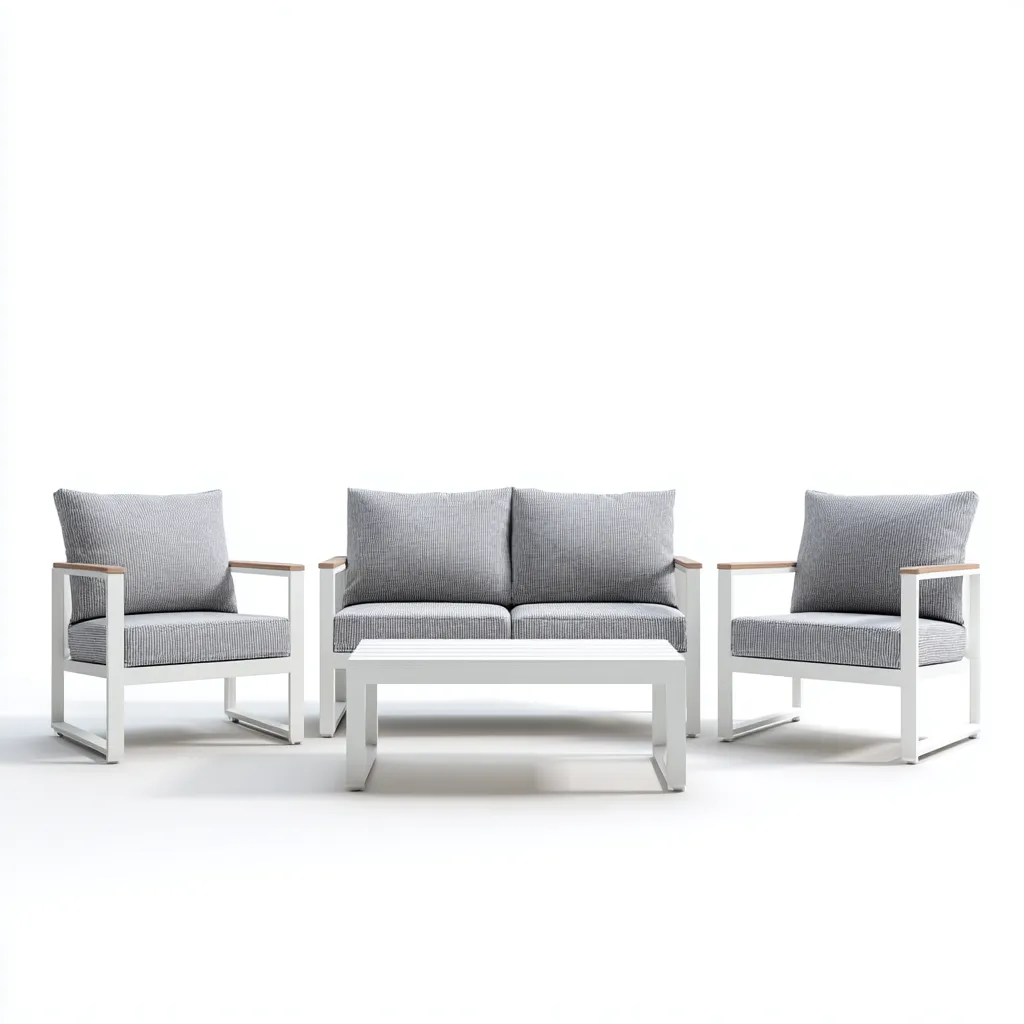 Gartensofa-Set Aluminium mit Stoffpolsterung 160x75x70 cm - Hellgrau - Klassisches Design für den Außenbereich-Villaare