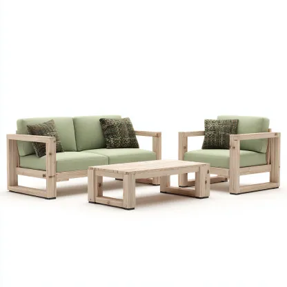 Gartensofa-Set Massivholz mit Stoffpolsterung 160x75x70 cm - Hellgrün - Natürliches Design für den Außenbereich-Villaare