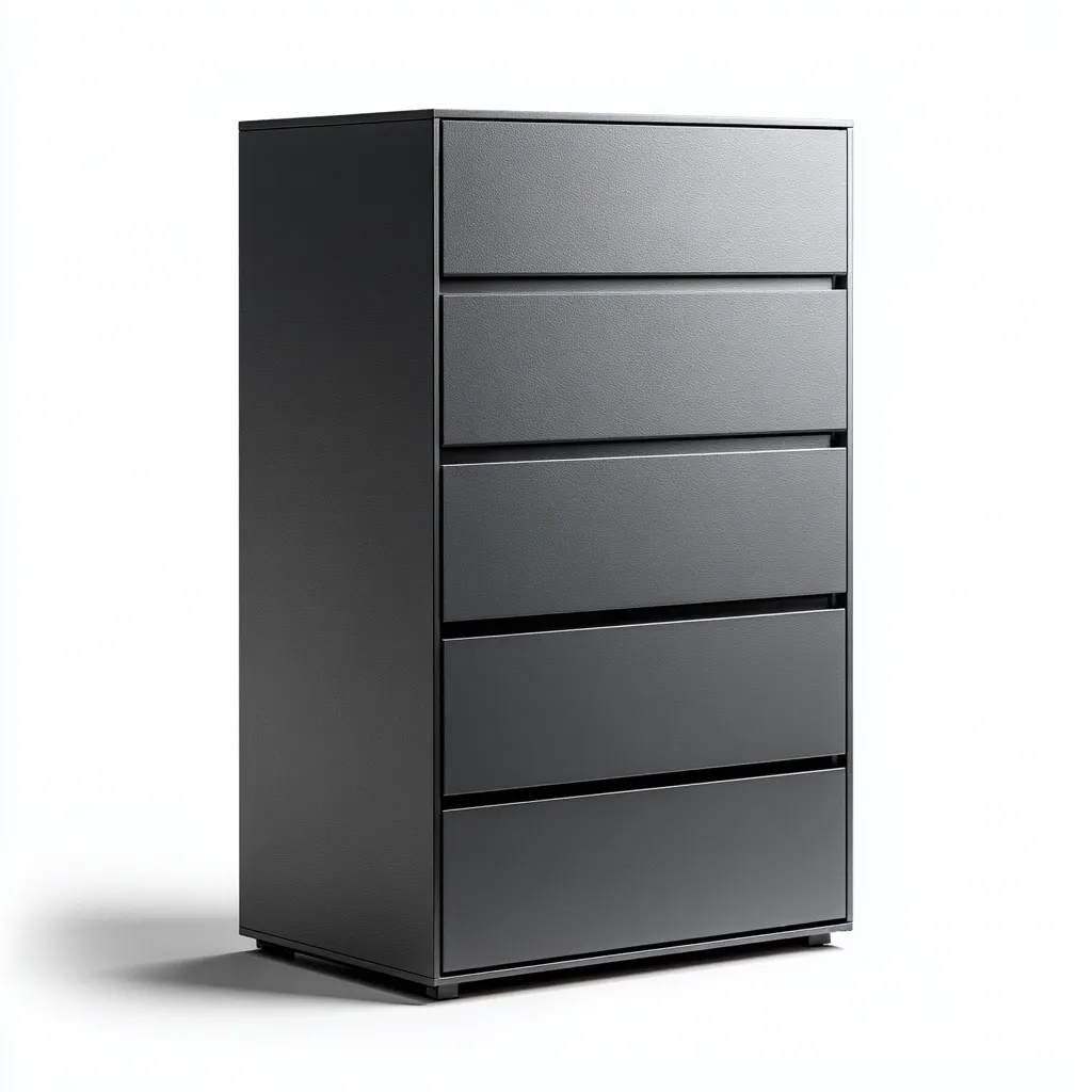 Aktenschrank Metall 60x40x110 cm - schwarz - modernes Design mit 5 Schubladen für Büro und Arbeitszimmer-Villaare