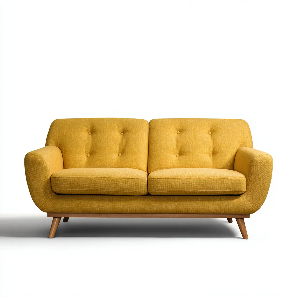 Zweisitzer-Sofa Stoff 170x85x82 cm - senfgelb - skandinavisches Design mit Holzfüßen für Wohnzimmer