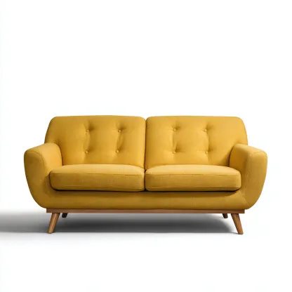 Zweisitzer-Sofa Stoff 170x85x82 cm - senfgelb - skandinavisches Design mit Holzfüßen für Wohnzimmer