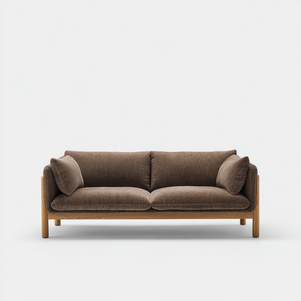 Zweisitzer-Sofa Cordstoff 180x85x80 cm - braun - modernes Design mit Holzrahmen für Wohnzimmer