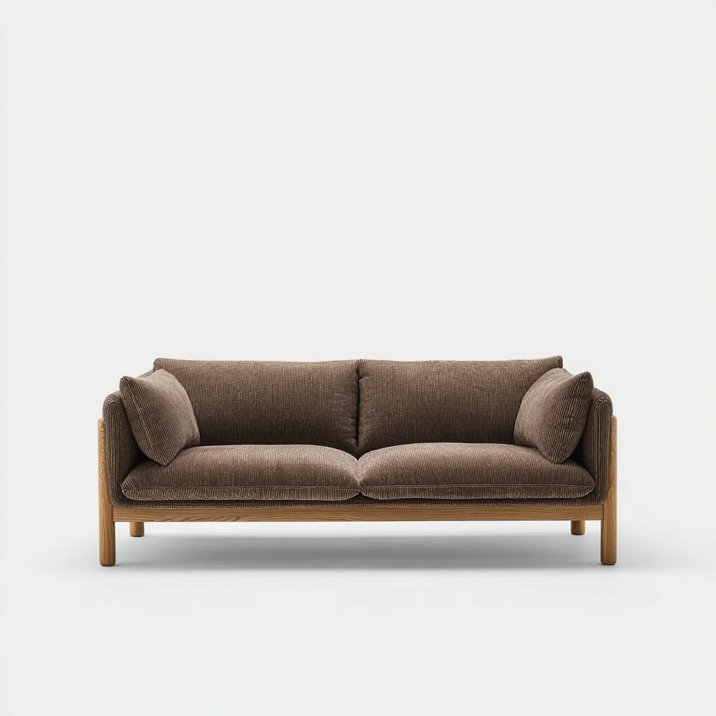 Zweisitzer-Sofa Cordstoff 180x85x80 cm - braun - modernes Design mit Holzrahmen für Wohnzimmer