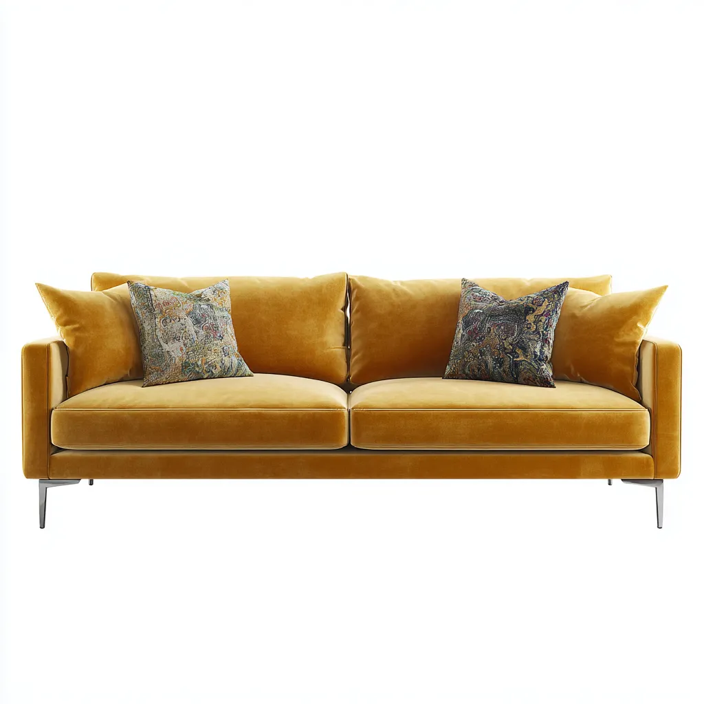 Zweisitzer-Sofa Samt 180x90x85 cm - senfgelb - modernes Design mit Metallfüßen für Wohnzimmer