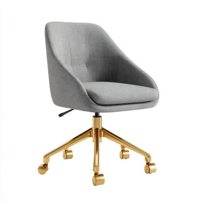 Bürostuhl aus Stoff 65x65x90 cm - hellgrau/gold - ergonomisches Design mit Rollen für Homeoffice und Arbeitszimmer-Villaare