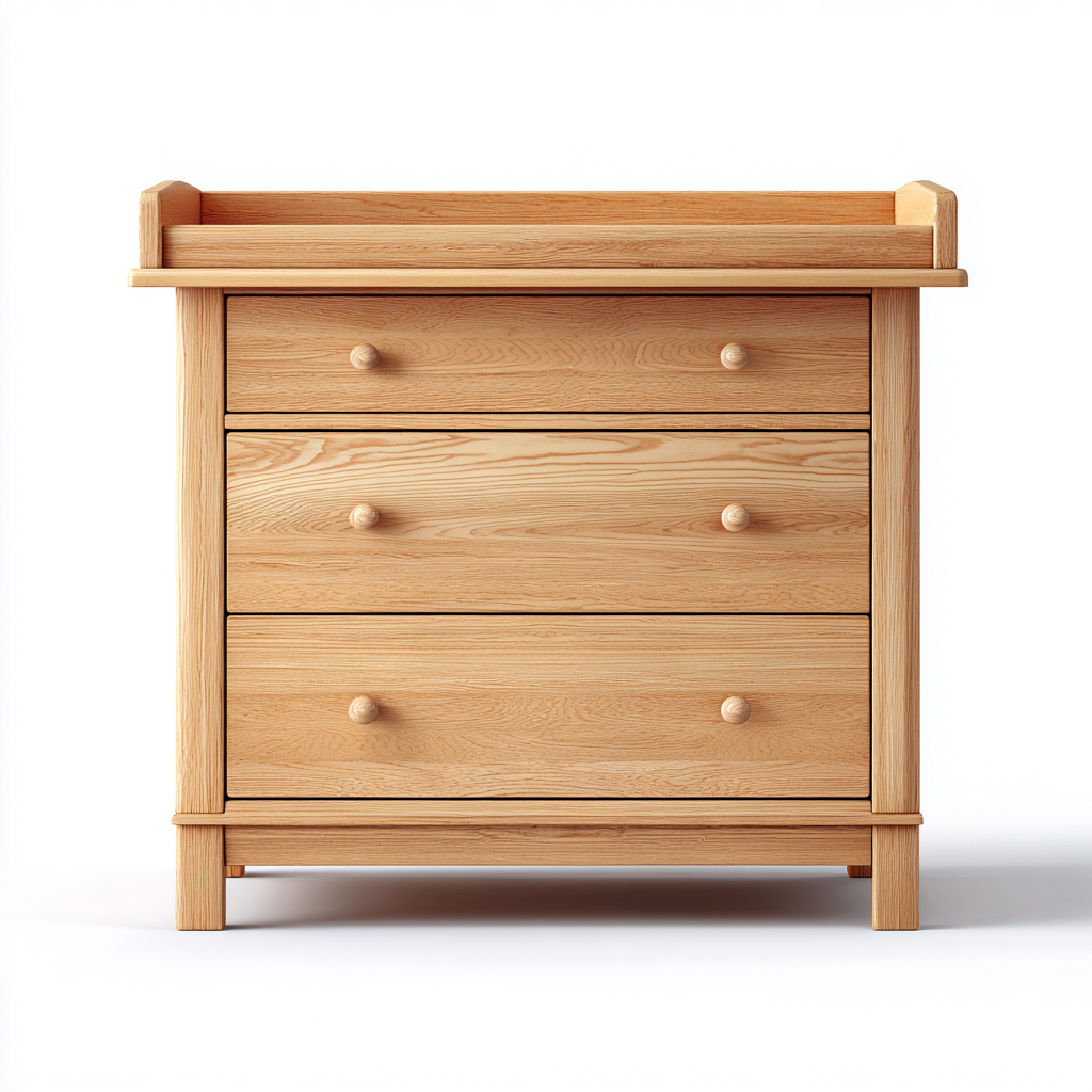 Aktenschrank Massivholz 85x45x95 cm - naturfarben - klassisches Design mit 3 Schubladen zur Aufbewahrung im Büro oder Wohnraum-Villaare