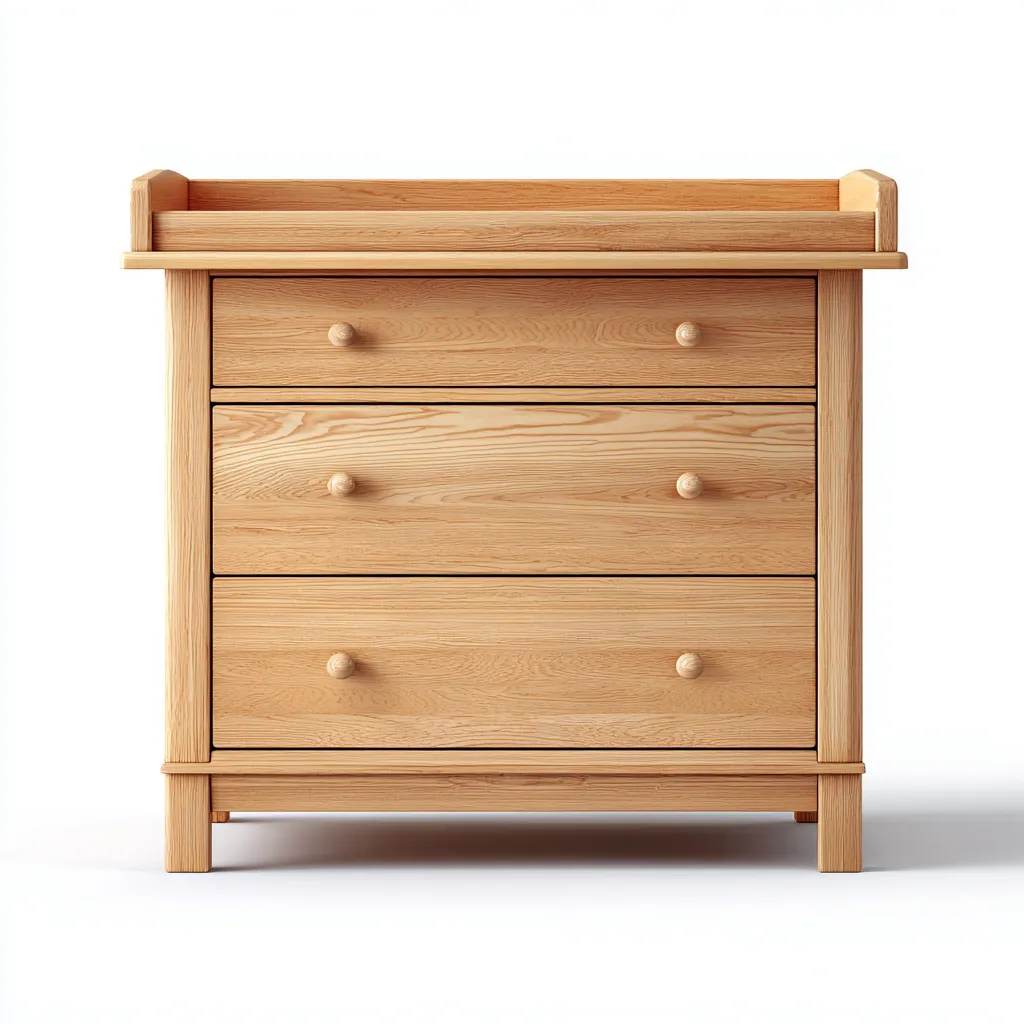 Aktenschrank Massivholz 85x45x95 cm - naturfarben - klassisches Design mit 3 Schubladen zur Aufbewahrung im Büro oder Wohnraum-Villaare