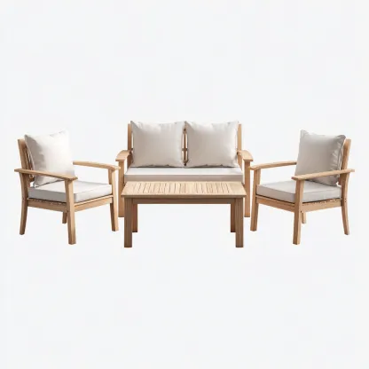 Gartensofa-Set Massivholz mit Stoffpolsterung 160x75x70 cm - Cremeweiß - Natürliches Design für den Außenbereich-Villaare