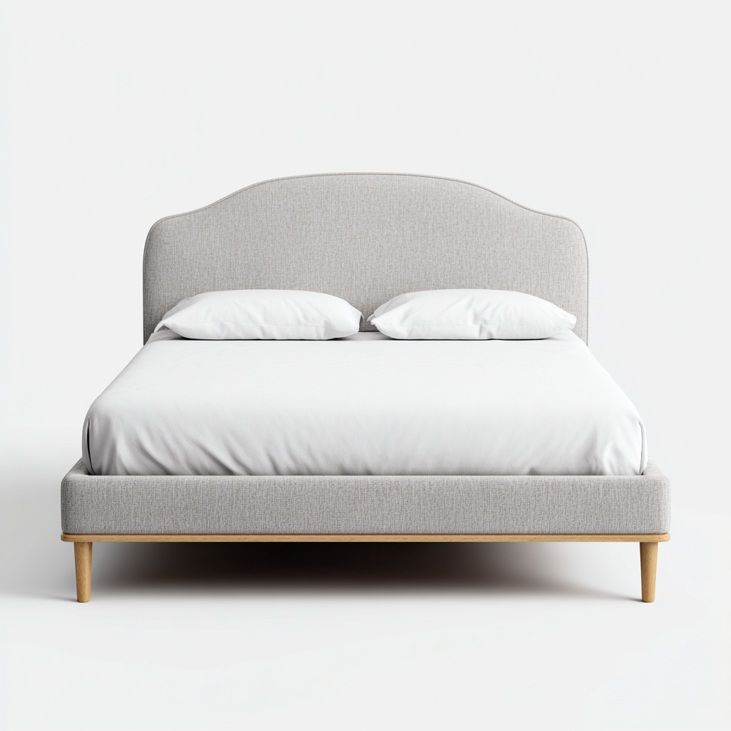 Doppelbett Holz/Textil 200x180x105 cm - hellgrau - mit gepolstertem Kopfteil im modernen Design für Schlafzimmer-Villaare