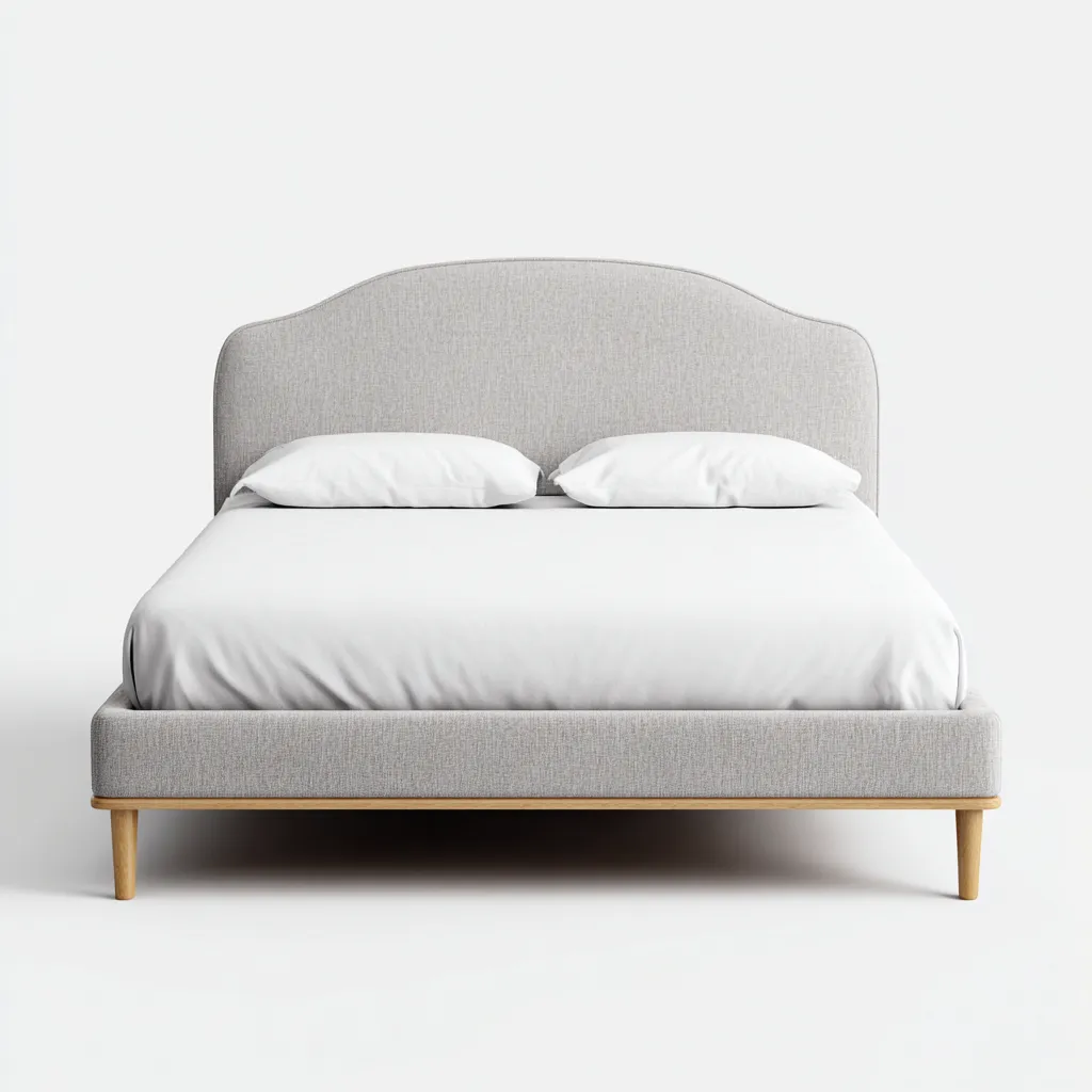 Doppelbett Holz/Textil 200x180x105 cm - hellgrau - mit gepolstertem Kopfteil im modernen Design für Schlafzimmer-Villaare