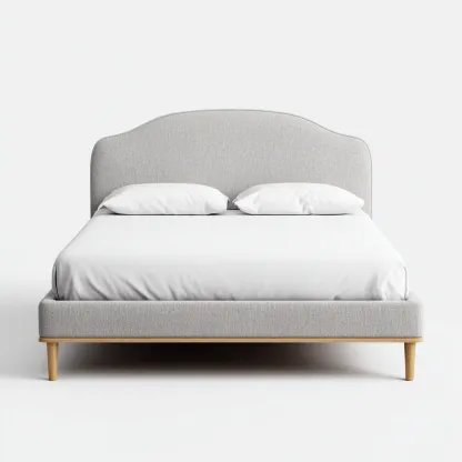 Doppelbett Holz/Textil 200x180x105 cm - hellgrau - mit gepolstertem Kopfteil im modernen Design für Schlafzimmer-Villaare