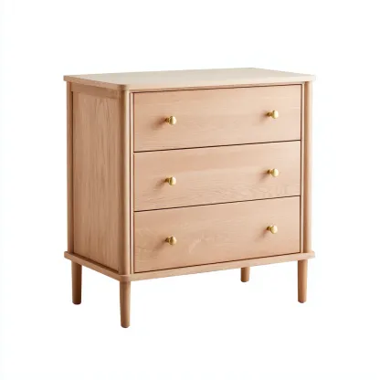 Aktenschrank Massivholz 80x45x85 cm - naturfarben - skandinavisches Design mit 3 Schubladen zur Aufbewahrung im Büro oder Wohnraum-Villaare