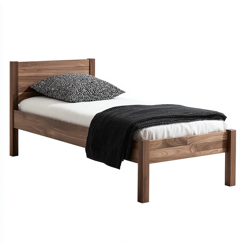 Einzelbett Massivholz 200x90x85 cm - Walnussfarben - Für Schlafzimmer - Klassisches Design