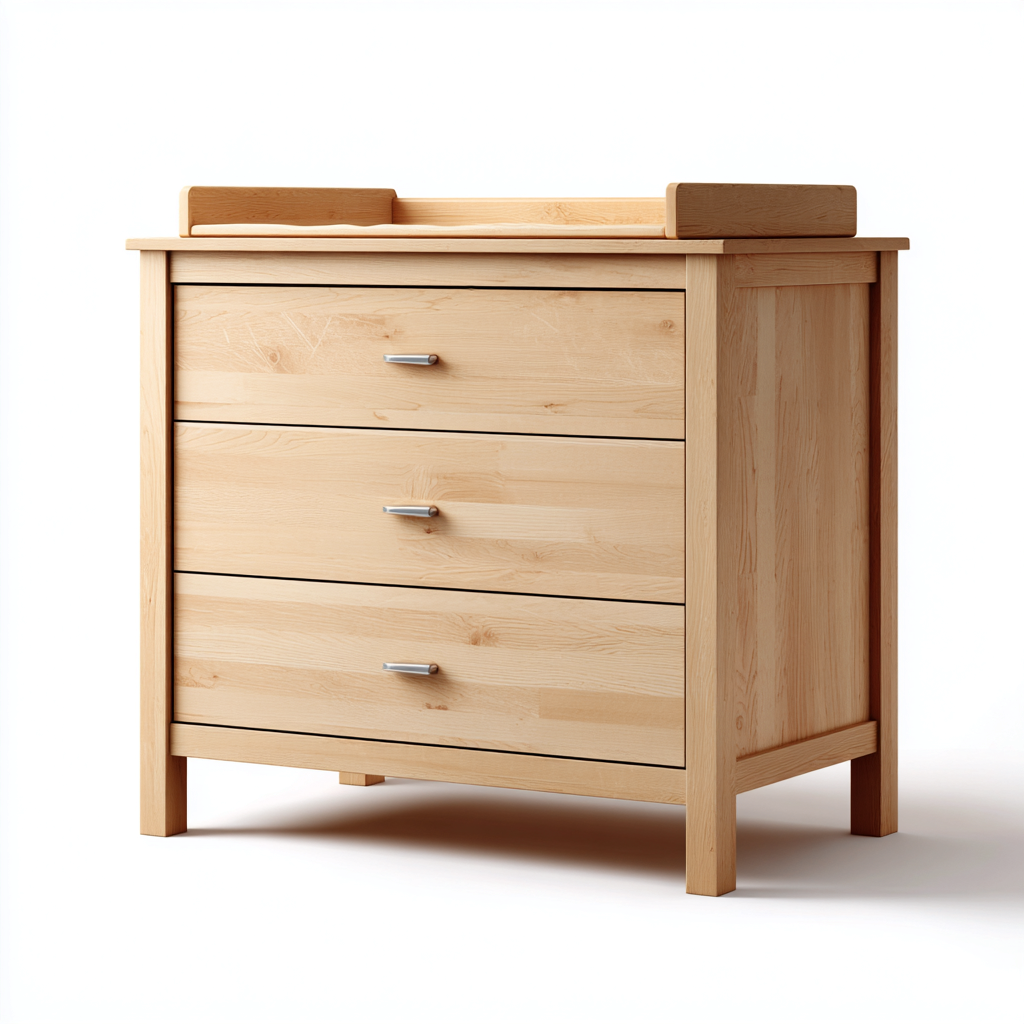 Aktenschrank Massivholz 85x45x95 cm - naturfarben - modernes Design mit 3 Schubladen zur Aufbewahrung im Büro oder Wohnraum-Villaare