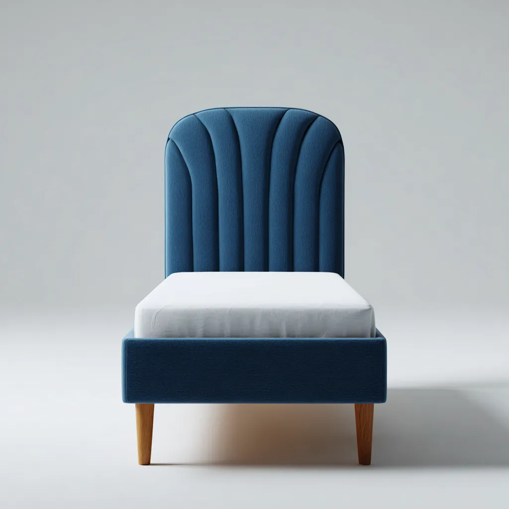 Einzelbett Stoff 200x90x105 cm - Blau - Modernes Design für Schlafzimmer