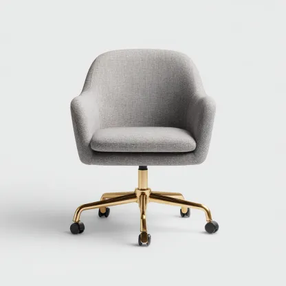Bürostuhl aus Stoff 65x65x90 cm - hellgrau/gold - ergonomisches Design mit Rollen für Homeoffice und Arbeitszimmer-Villaare