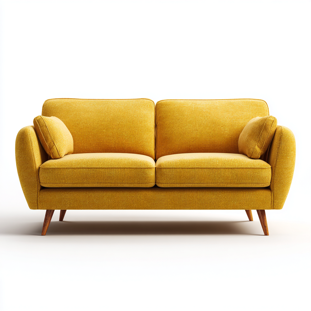 Zweisitzer-Sofa Stoff 175x85x83 cm - senfgelb - skandinavisches Design mit Holzfüßen für Wohnzimmer